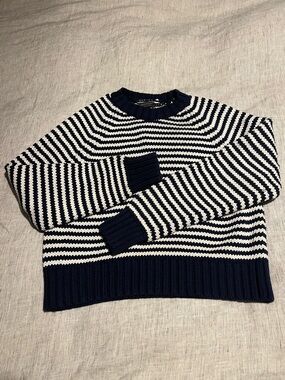 Vineyard Vines Navy and White Striped Crew Neck Sweater